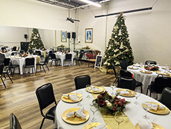 The Croatian club hall decorated for the Christmas party