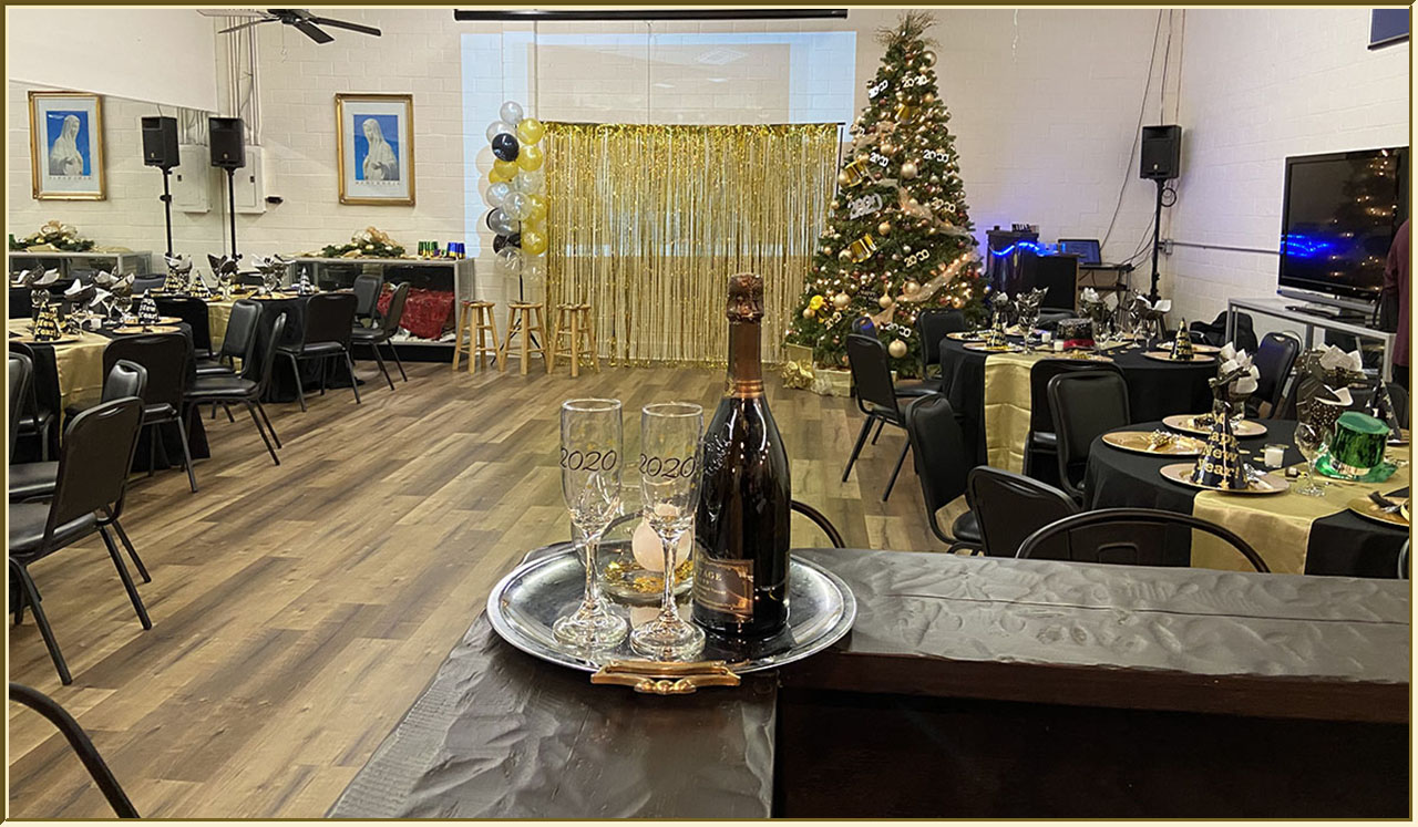 The Club space decorated for the New Year party