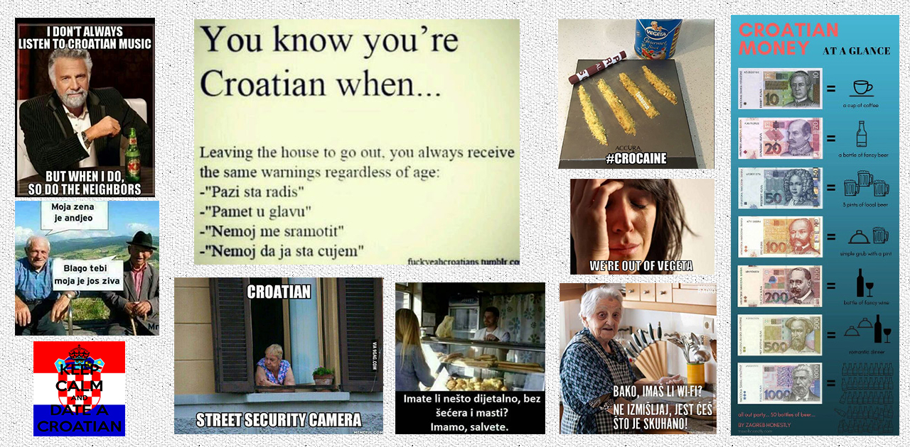 The image with several images with croatian jokes.