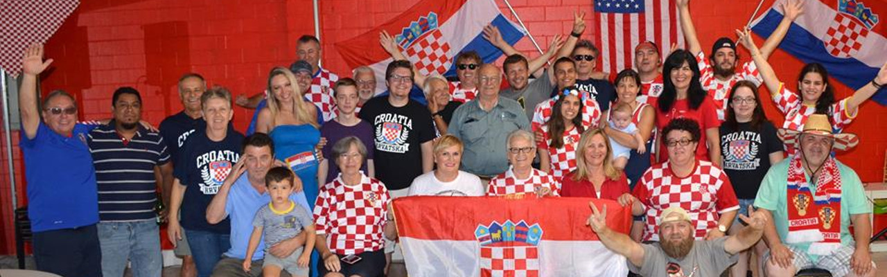 Croatians in the club wantching the soccer game.